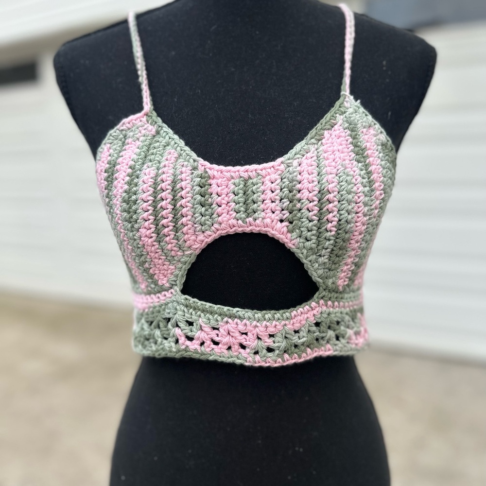Hand Crocheted Peekaboo Crop Top